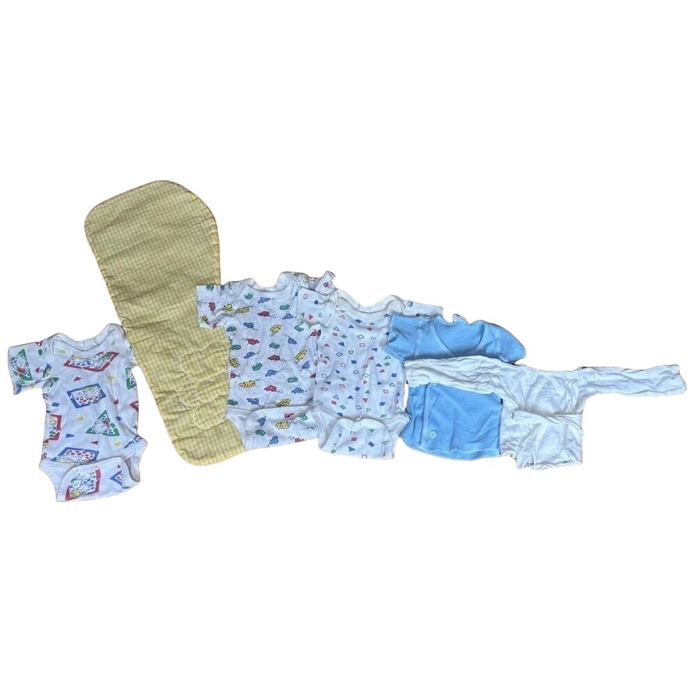 Vintage Gerber Baby Onesie 80s/90s Made In USA Cotton Size Newborn Lot 6 Pieces